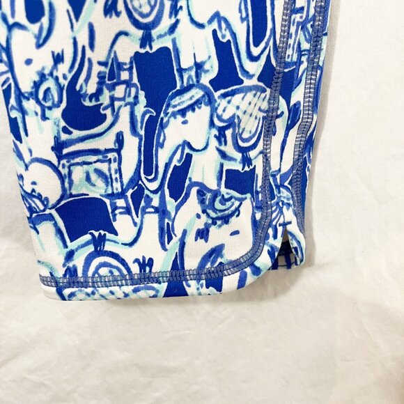 Lilly Pulitzer Luxletic Weekender Leggings Get Trunky Blue White Elephant SMALL - Picture 3 of 7